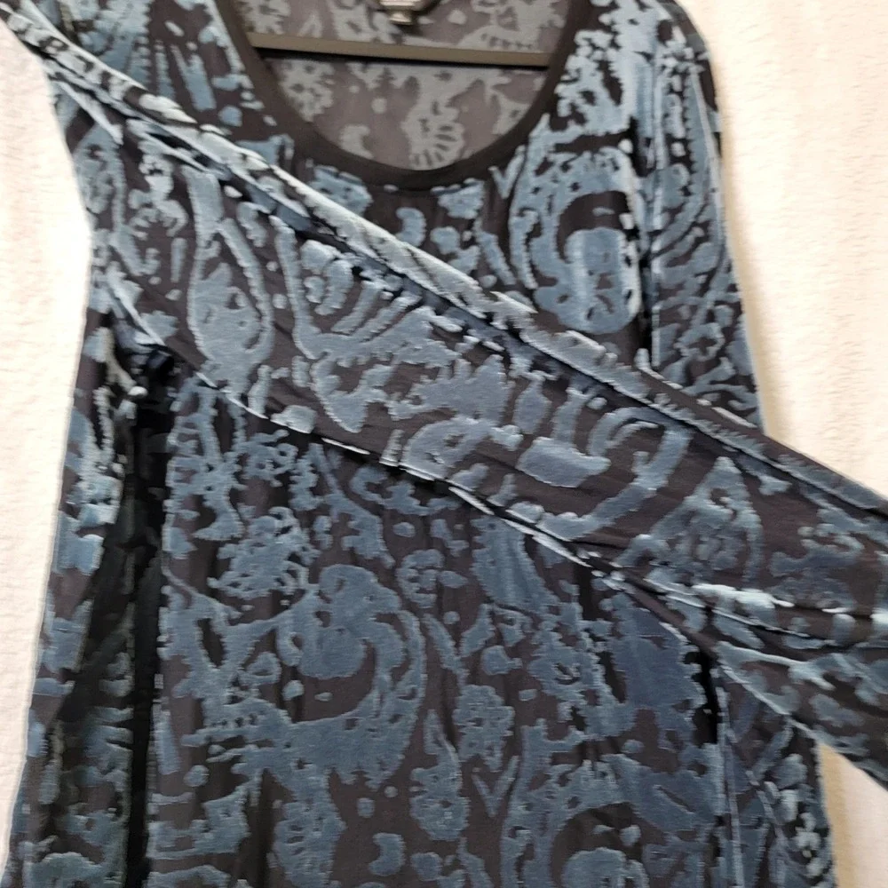 Simply Vera Vera Wang Velvet Burnout Top XLG‎ Fairy Grunge Whimsigoth Teal Black